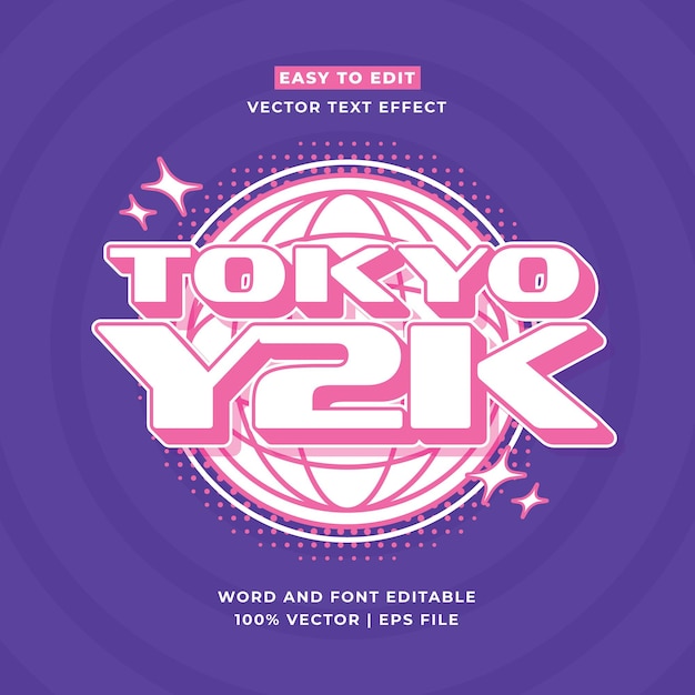 Tokyo japan y2k streetwear 다채로운 슬로건 타이포그래피 편집 가능한 텍스트 효과 3d 만화 템플릿 스타일