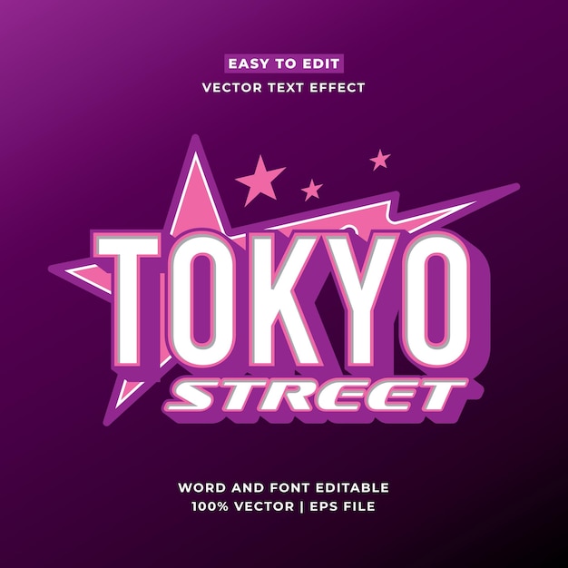 Tokyo japan y2k streetwear colorful slogan typography editable text effect 3d cartoon template style