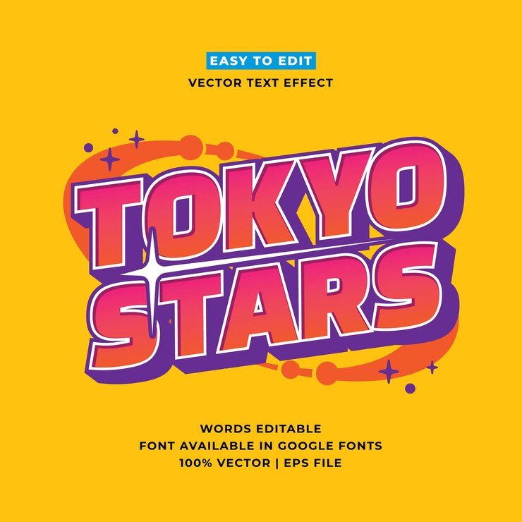 Tokyo japan y2k streetwear 다채로운 슬로건 타이포그래피 편집 가능한 텍스트 효과 3d 만화 템플릿 스타일