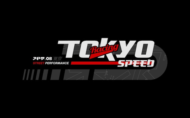 Tokyo Racing snelheid typografie t shirt design premium vector.