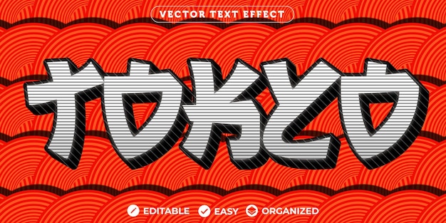 Vettore effetto testo tokyo effetto testo carattere completamente modificabile
