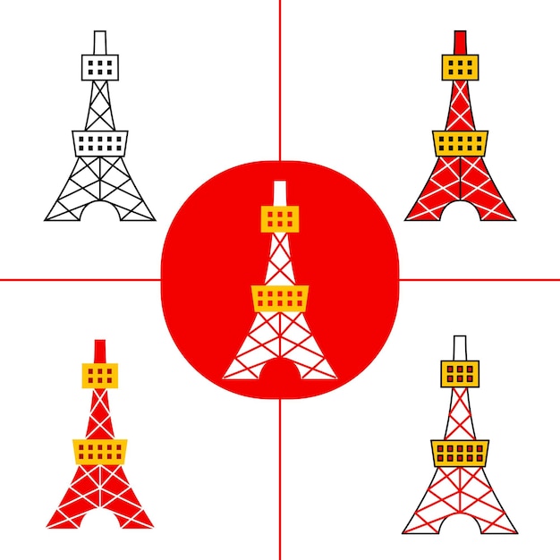 Vettore torre di tokyo in stile design piatto