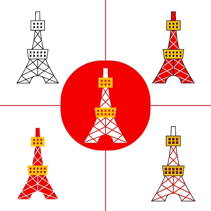 Vector tokyo tower in flat design style
