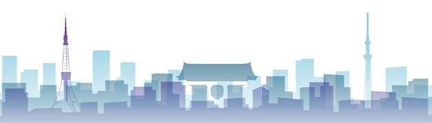 Vector tokyo transparent layers gradient landmarks skyline