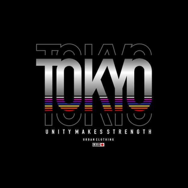 Tokyo typography  t shirt print premium vector