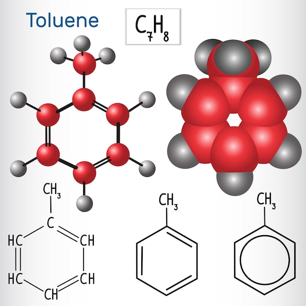 Toluene toluene c7h8 分子 構造化学式と分子モデル