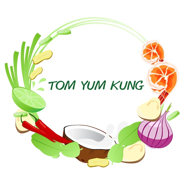 벡터 tom yum kung 프레임.