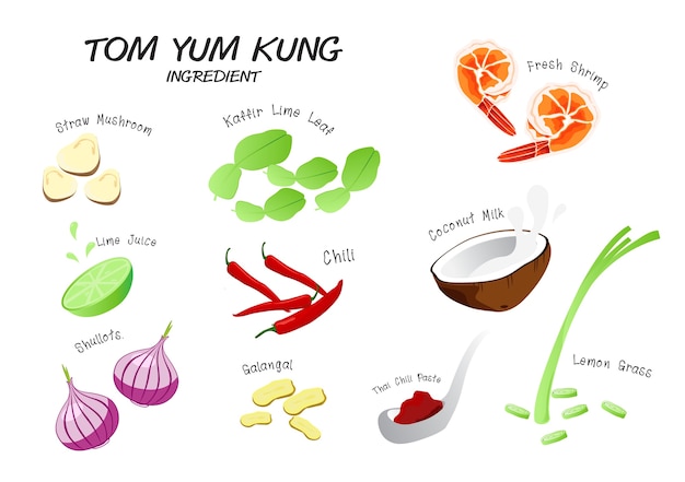 Vector tom yum kung ingrediënt