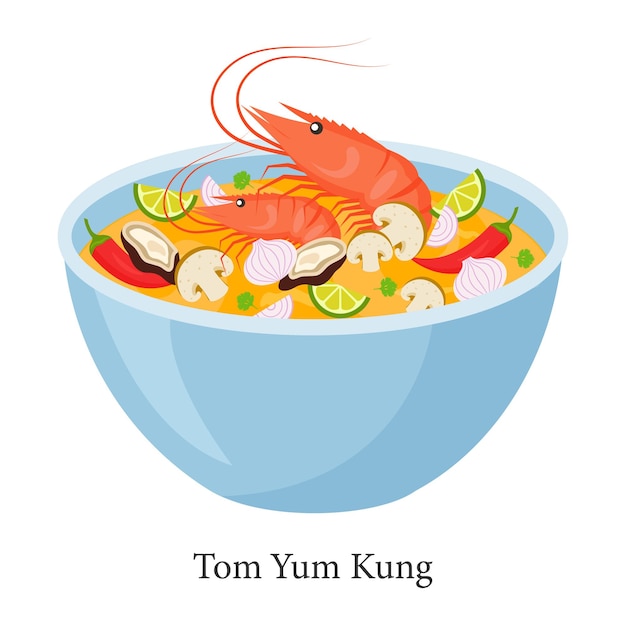 Tom yum kung Thaise pittige soep Vector illustratie