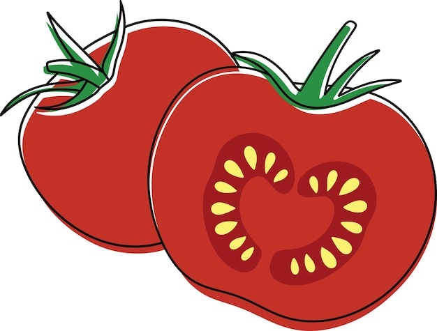 Vector tomaat illustratie. tomaat cartoon-stijl. plat fruitconcept