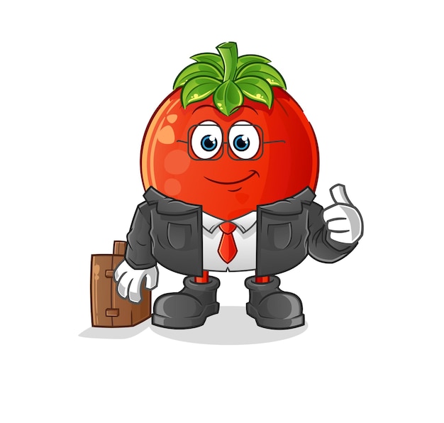 Tomaat kantoormedewerker mascotte cartoon vector