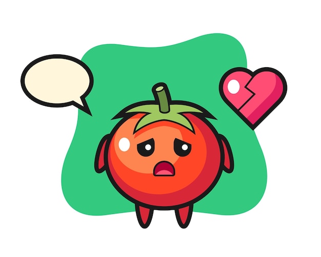 Tomaten cartoon afbeelding is gebroken hart, schattig stijl ontwerp voor t-shirt, sticker, logo-element