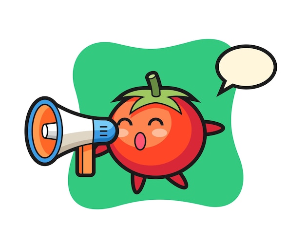 Tomaten karakter illustratie met een megafoon