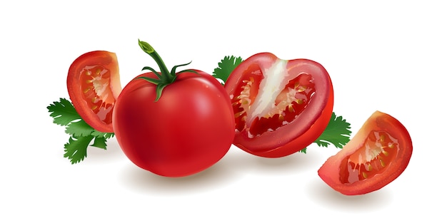 Tomaten op een rode achtergrond