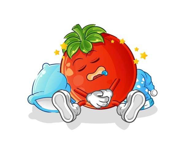 Tomaten slapend karakter. cartoon mascotte vector