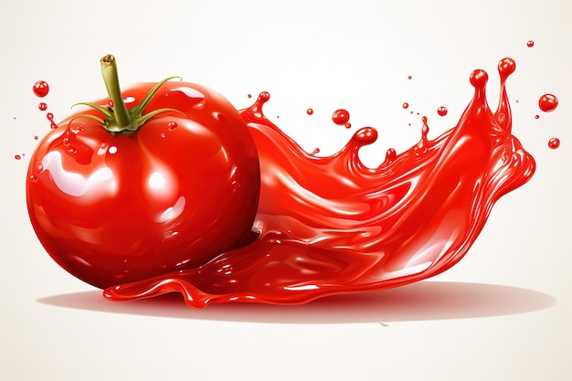 Tomaten spatten rode vloeistof geïsoleerd Realistische 3D Vector