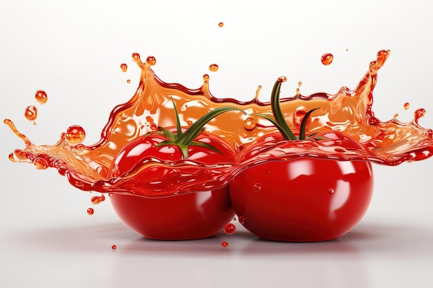 Tomaten spatten rode vloeistof geïsoleerd Realistische 3D Vector
