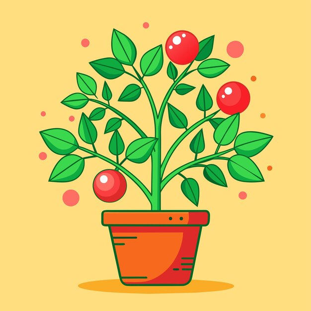 Tomatenboom in een potvectorillustratie