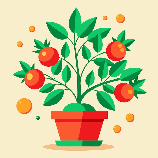 Tomatenboom in een potvectorillustratie