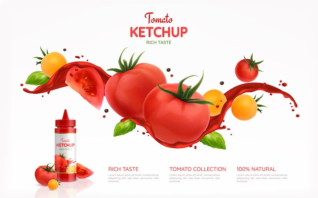 Tomatenketchup realistische posterillustratie