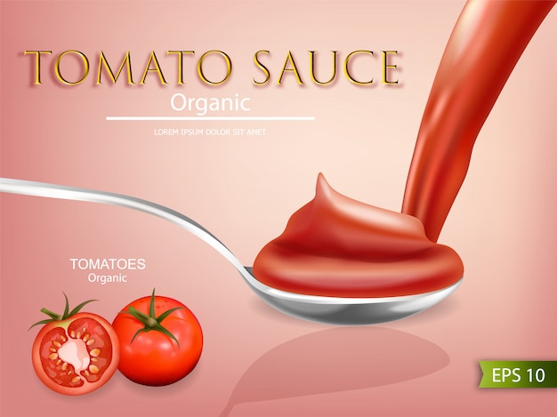 Tomatensaus lepel realistische mockup