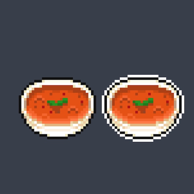 tomatensoep in pixelart-stijl