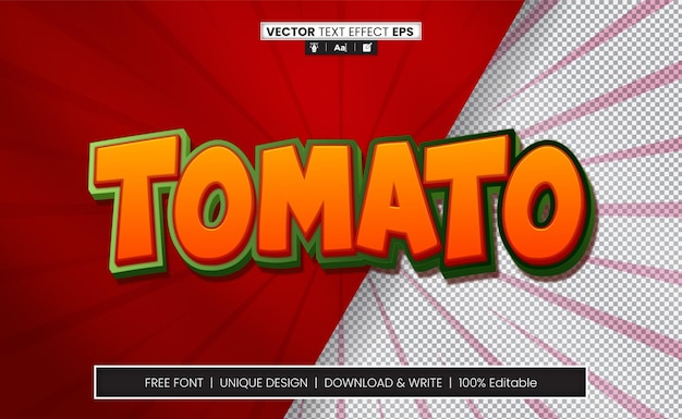 Vector tomato 3d text effect fully editable