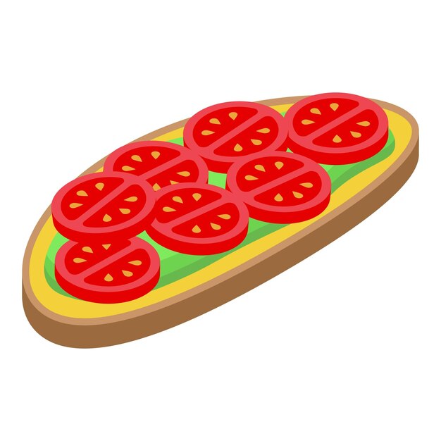 Vector tomato avocado bread icon isometric vector food toast ripe piece