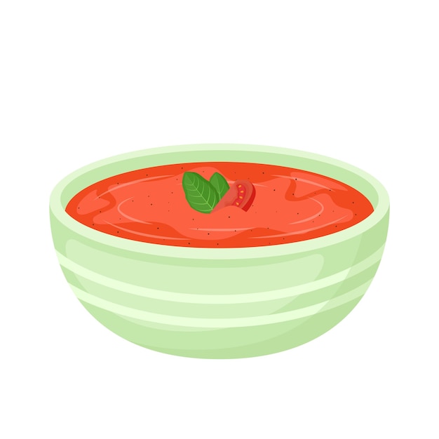 Vector tomato cream soup in bowl vector illustration