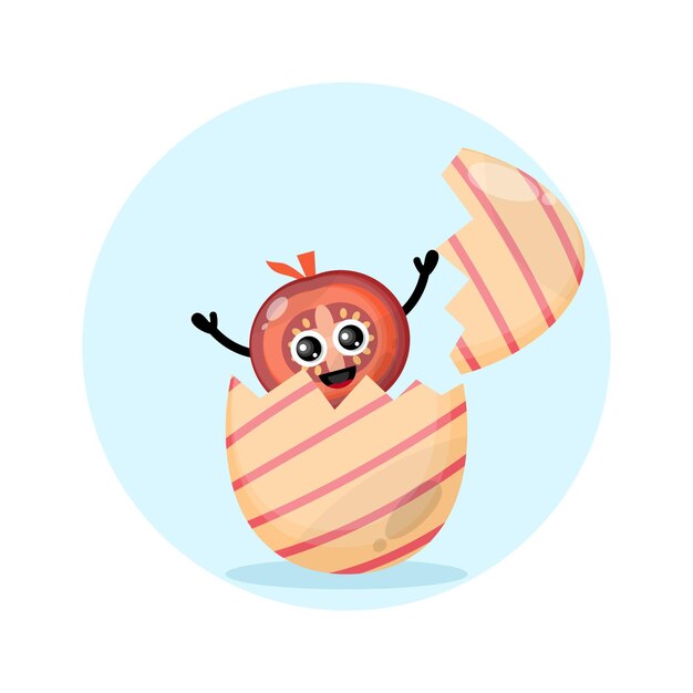 Tomato easter egg cute character logo