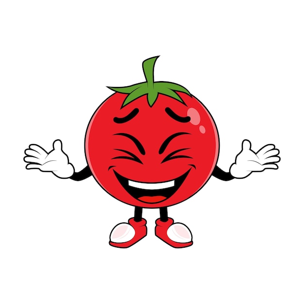 Tomato Fruit Cartoon Mascot laughing happily