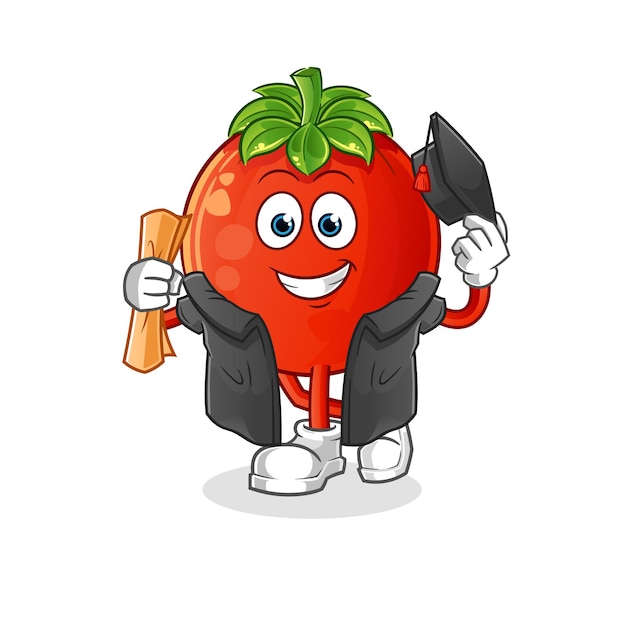 Tomato graduation vector cartoon character