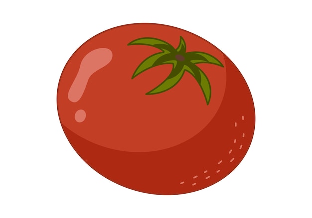 Icona di pomodoro in uno stile piatto disegnato a mano isolato su uno sfondo bianco illustrazione vettoriale