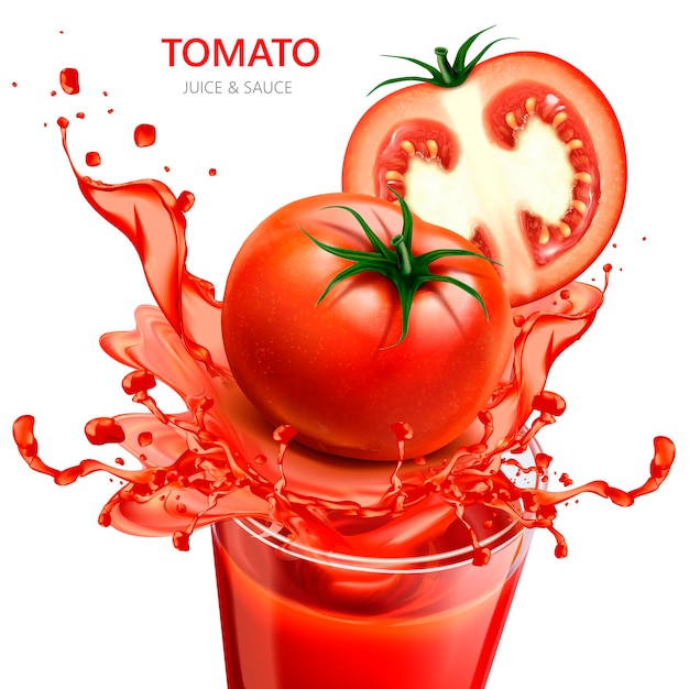 トマトジュースとソースのイラスト