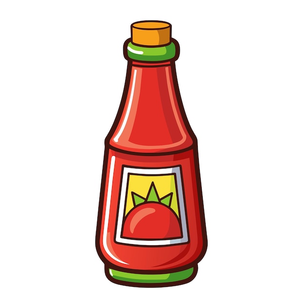 tomato ketchup bottle isolated on white background vector illustration