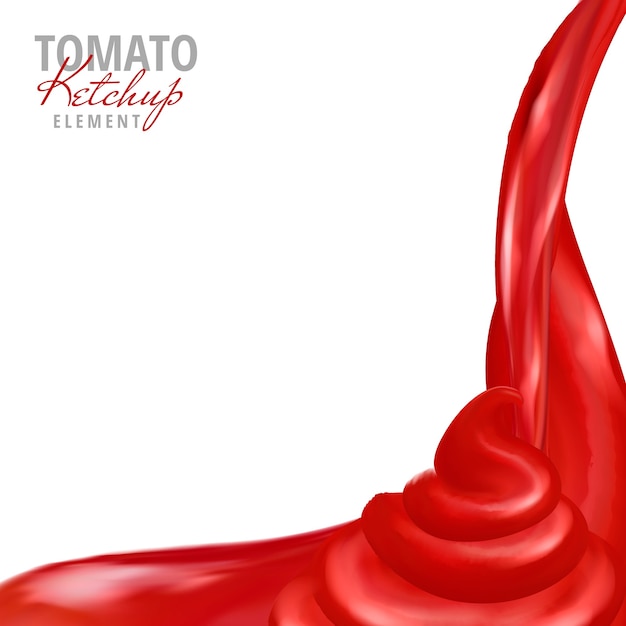 Tomato ketchup sauce pouring down white background 3d illustration