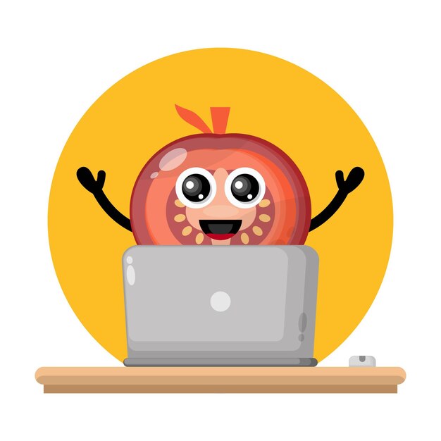 Tomato laptop cute character logo