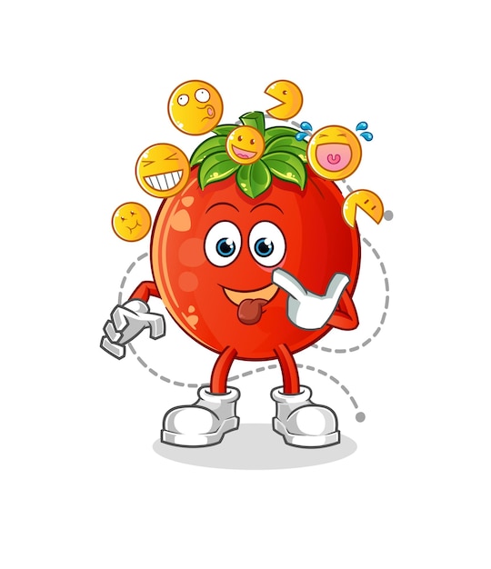 Tomato laugh and mock character. cartoon mascot vector