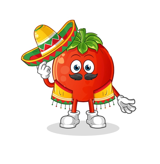 Tomato Mexican culture and flag cartoon mascot vector