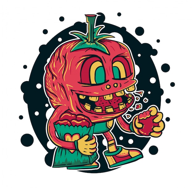 Vector tomato monster vector illustration