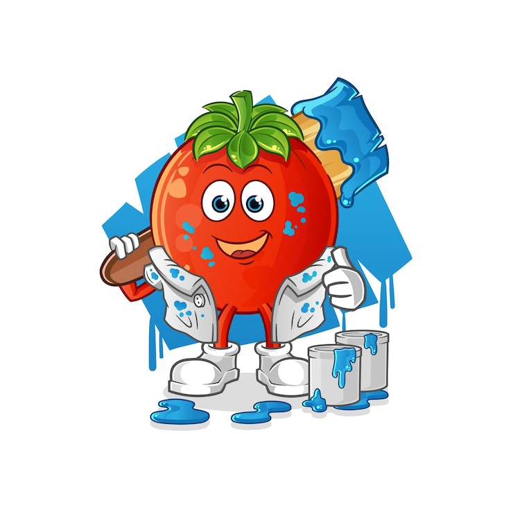 Vector tomato painter illustration character vector