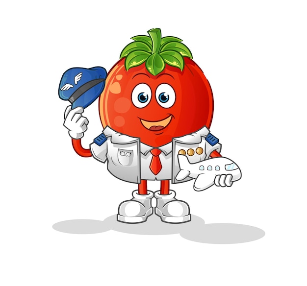 Tomato pilot mascot cartoon vector