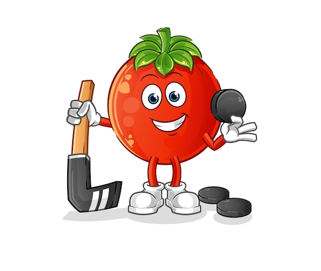 Tomato playing hockey vector cartoon character