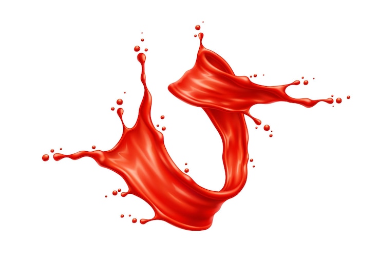 Vector tomato red juice or ketchup sauce swirl splash