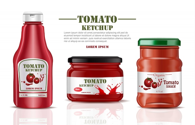 Vector tomato sauce and ketchup product mock up