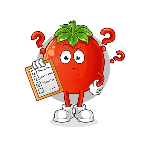 tomato schedule list vector. cartoon character