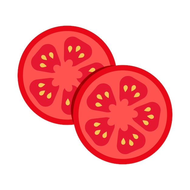 Design piatto fetta di pomodoro isolato su sfondo bianco