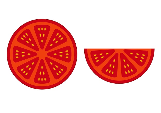 Vector tomato slices vector graphics on a white background