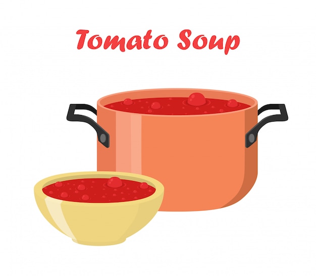 Tomato soup in bowl, dish. Hot meal