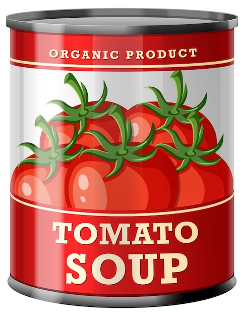 Tomato soup in food can vector